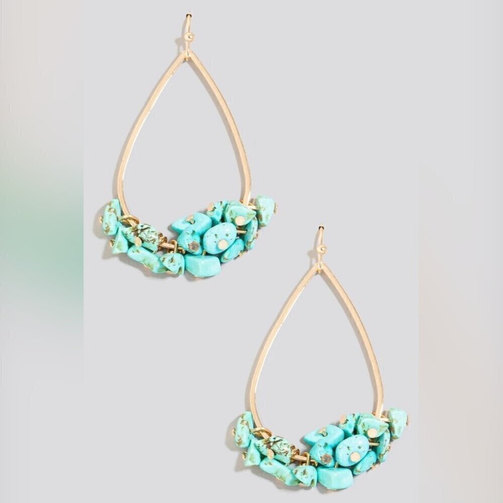 1 LEFT!! MIREILLE TURQUOISE STONE EARRINGS